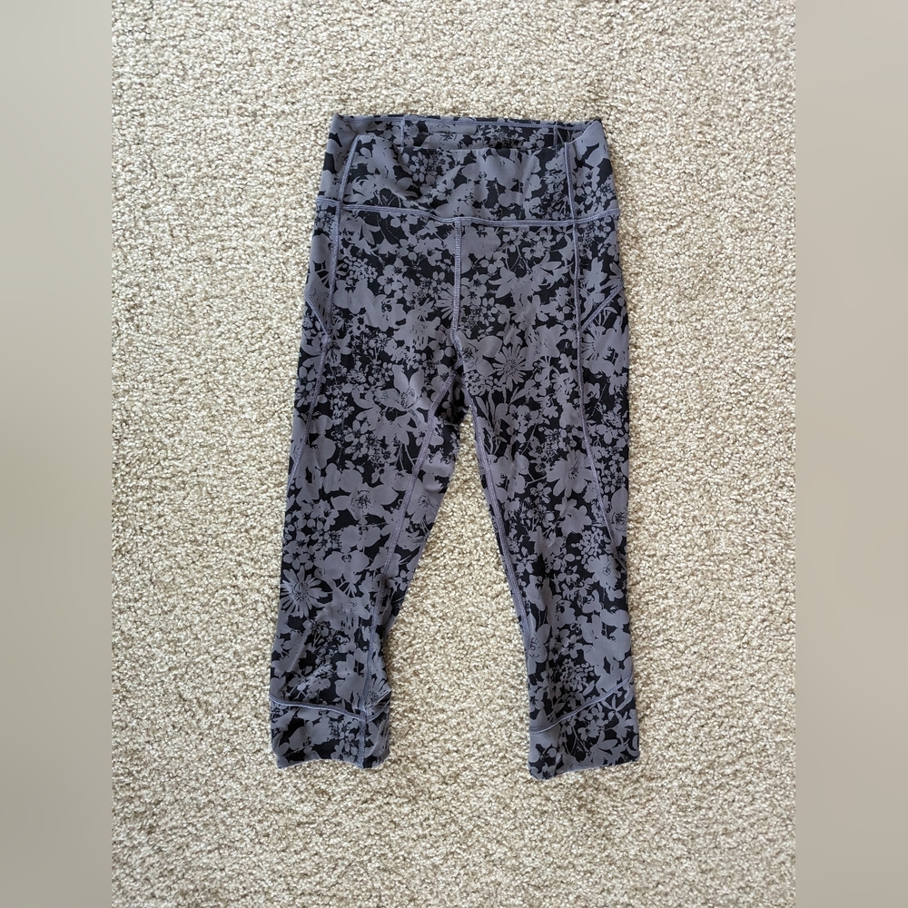 Lululemon In Movement Crop Everlux 19 Efflorescent Nebula Black W6A04S Sz 6